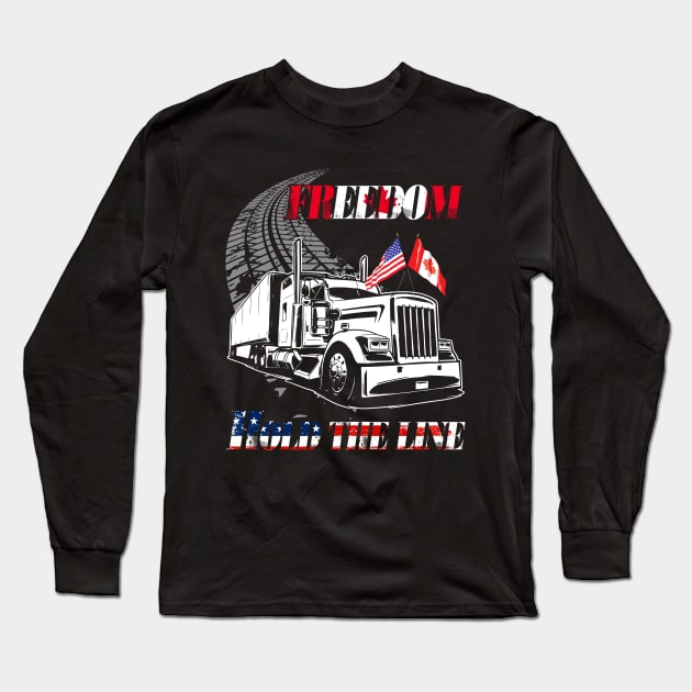 Truckers Freedom Convoy 2022 Trucker Tshirt for USA & Canada Long Sleeve T-Shirt by nvqdesigns